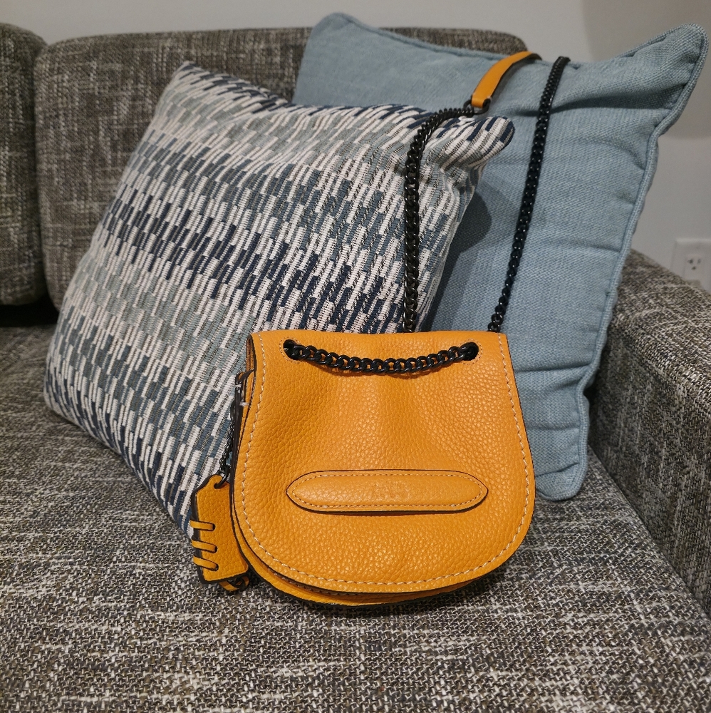 Coach Pebbled Leather Small Shadow Crossbody Yellow
